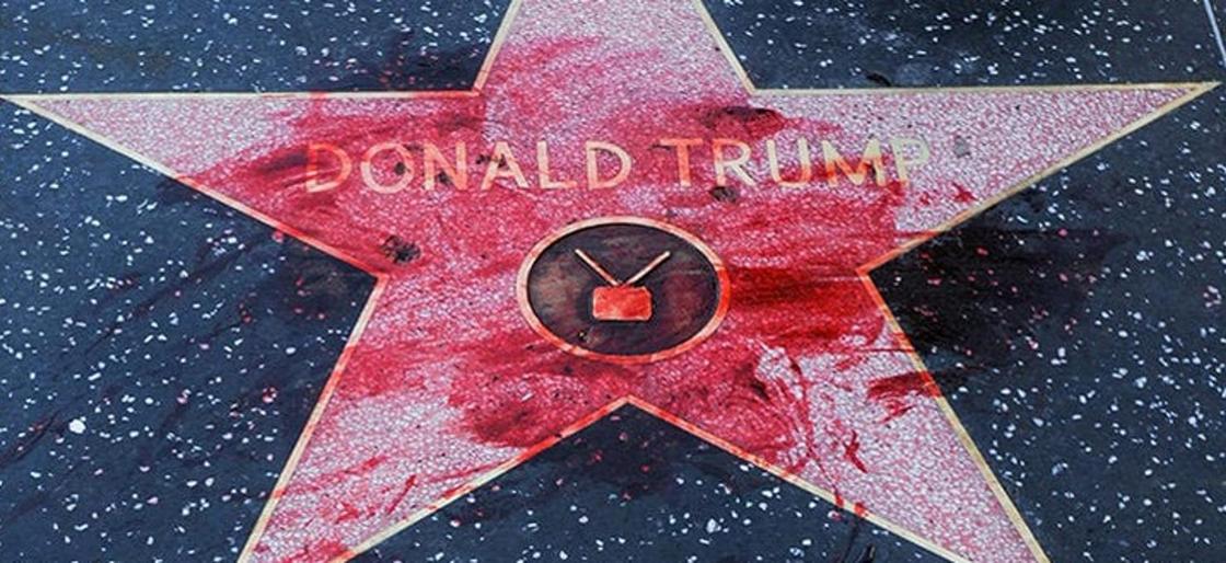 Вандализм по-голливудски: звезду Трампа измазали краской, похожей на кровь