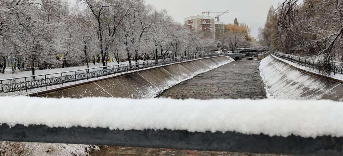 Первый снег выпал в Алматы (фото, видео)
