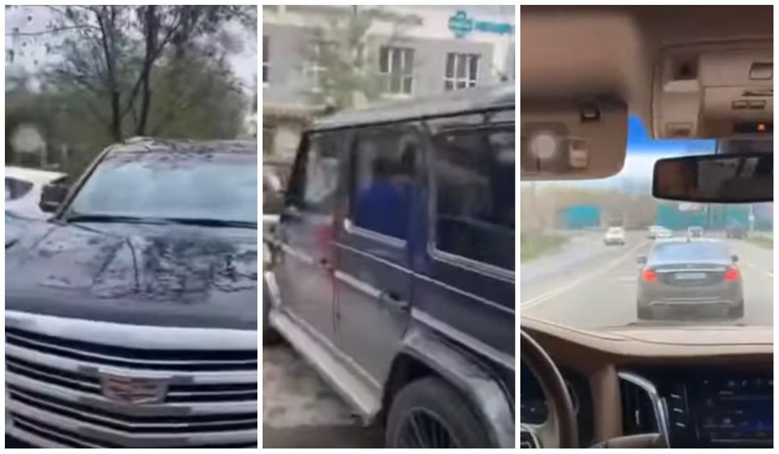 Группа людей на элитных автомобилях проехала через блокпост в Алматы