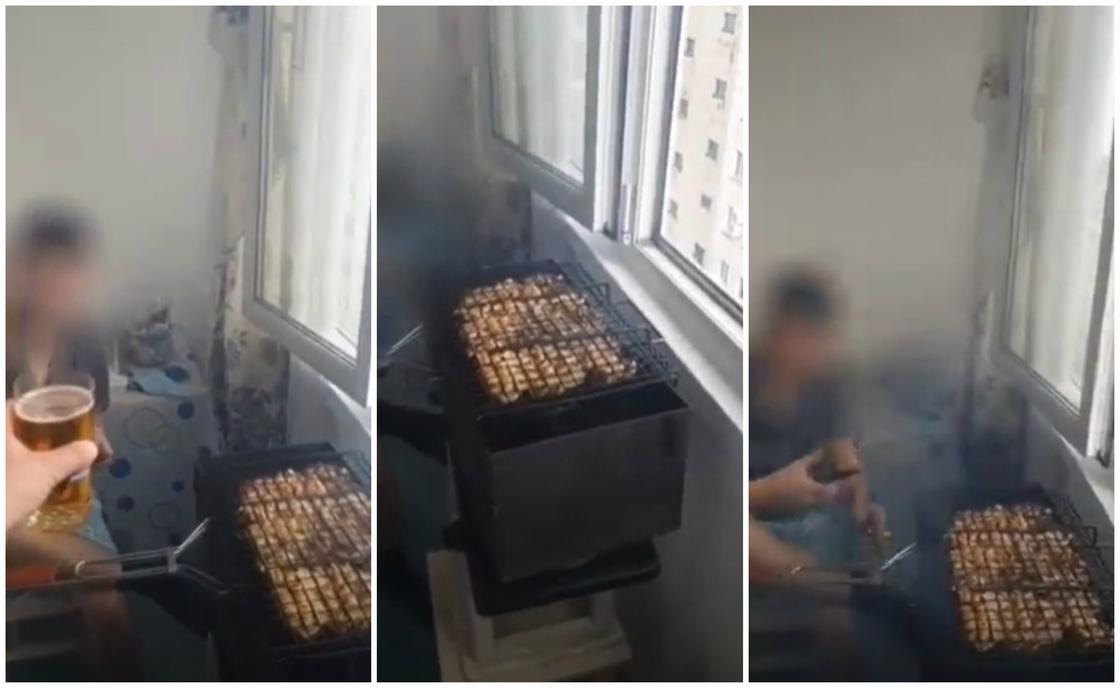 Павлодарцы устроили пикник с шашлыками на балконе (видео)