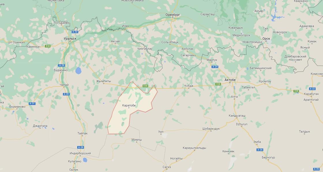 Каратобинский район ЗКО на карте