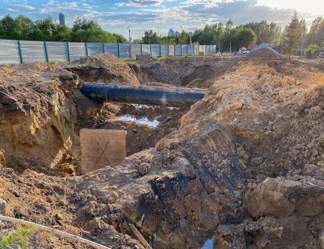 В Нур-Султане ведется строительство трех крупных ливневых канализаций