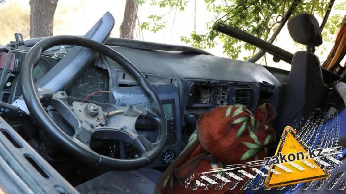 Погиб водитель: грузовик протаранил автобус на трассе Алматы-Бишкек (фото, видео)
