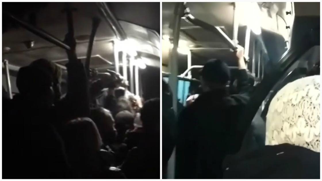 Забитые людьми рабочие автобусы сняли на видео в Шахтинске