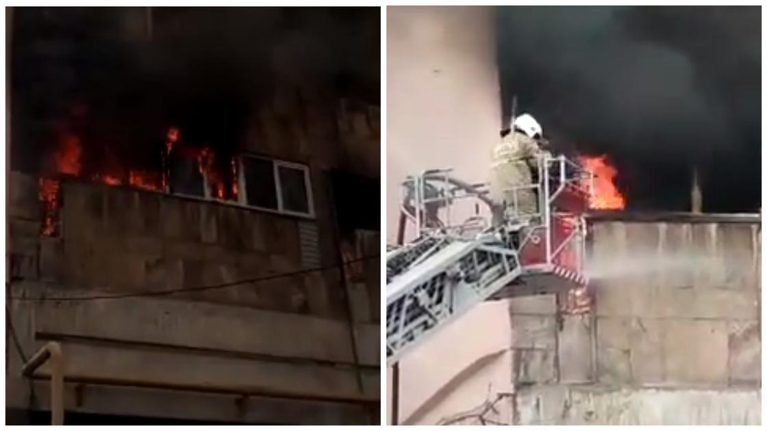 50 человек эвакуировали из-за пожара в многоэтажке в центре Алматы (видео)