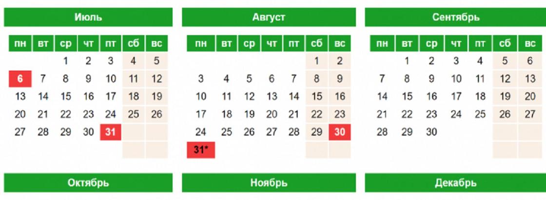 Сколько дней в августе отдохнут казахстанцы