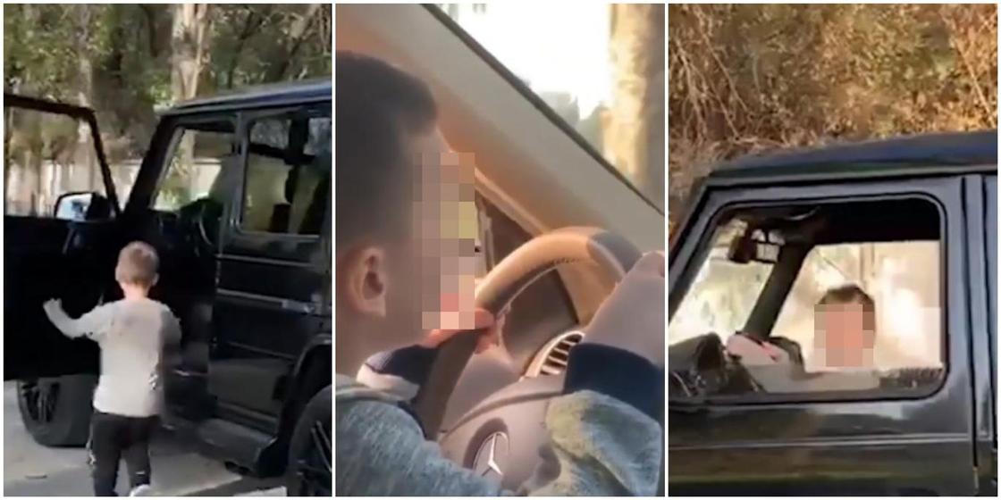 Мужчина посадил 6-летнего сына за руль в Алматы (видео)