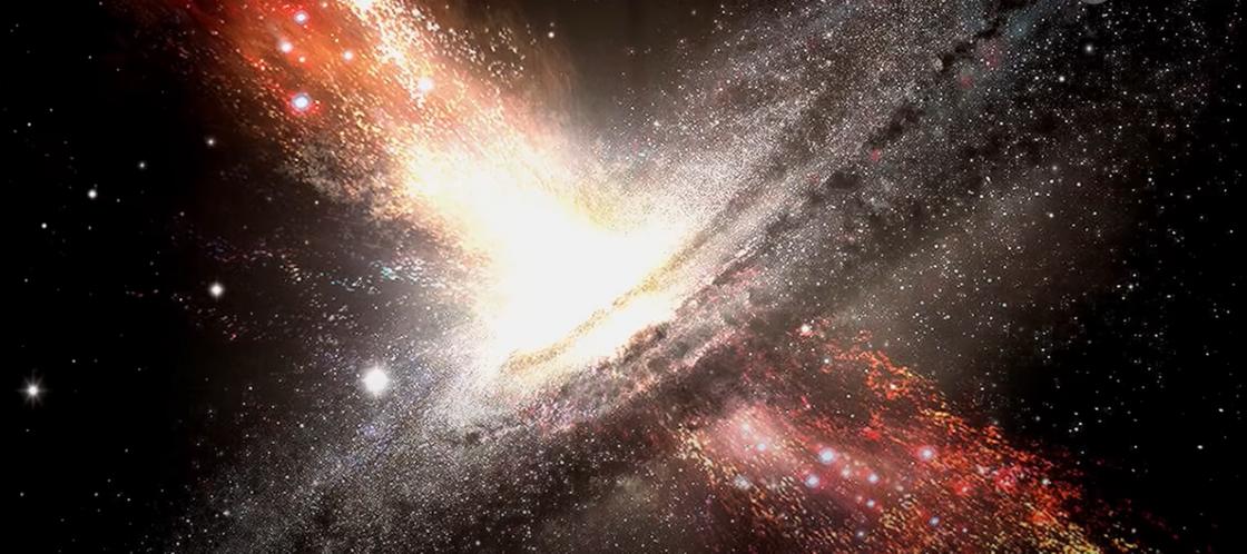 Яркий взрыв на фоне темного космического пространства