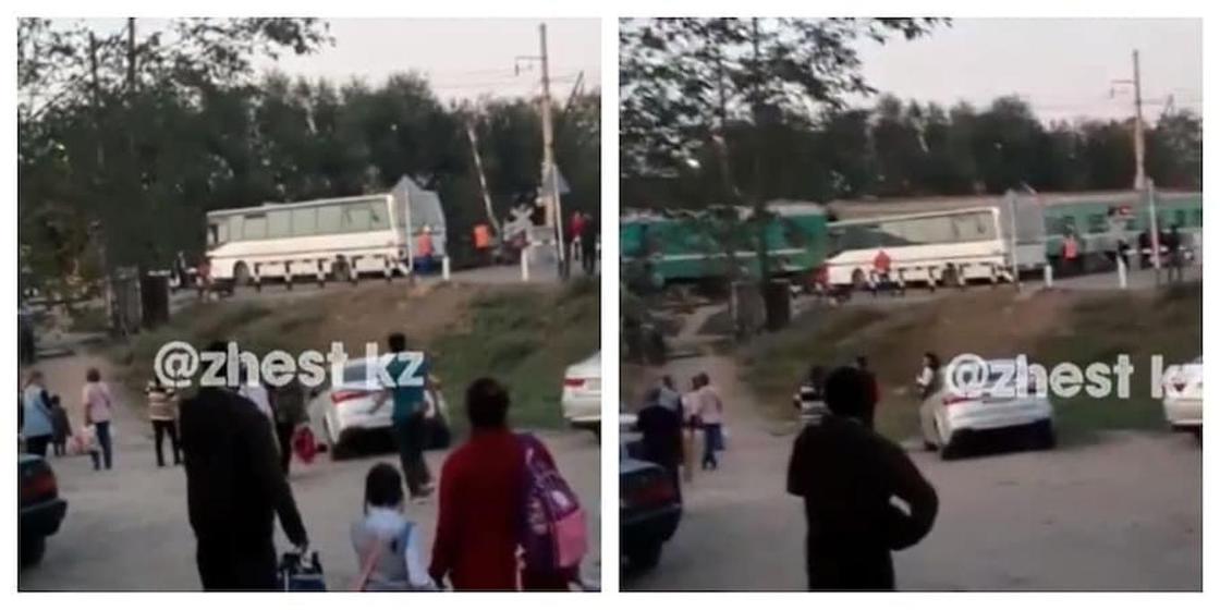 Видео с автобусом на переезде в Шамалгане объяснили в полиции Видео с автобусом на переезде в Шамалгане объяснили в полиции