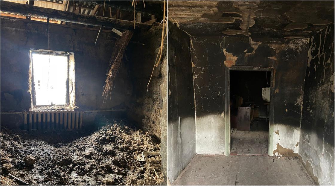 Последствия пожара в доме в Жетысуской области
