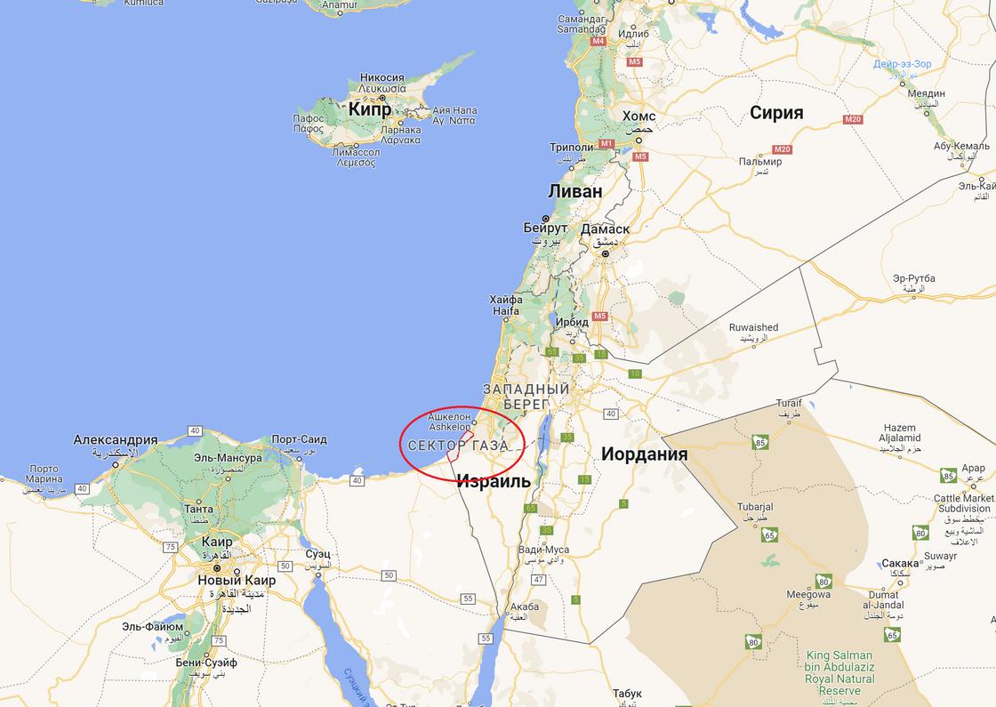 Сектор Газа на карте