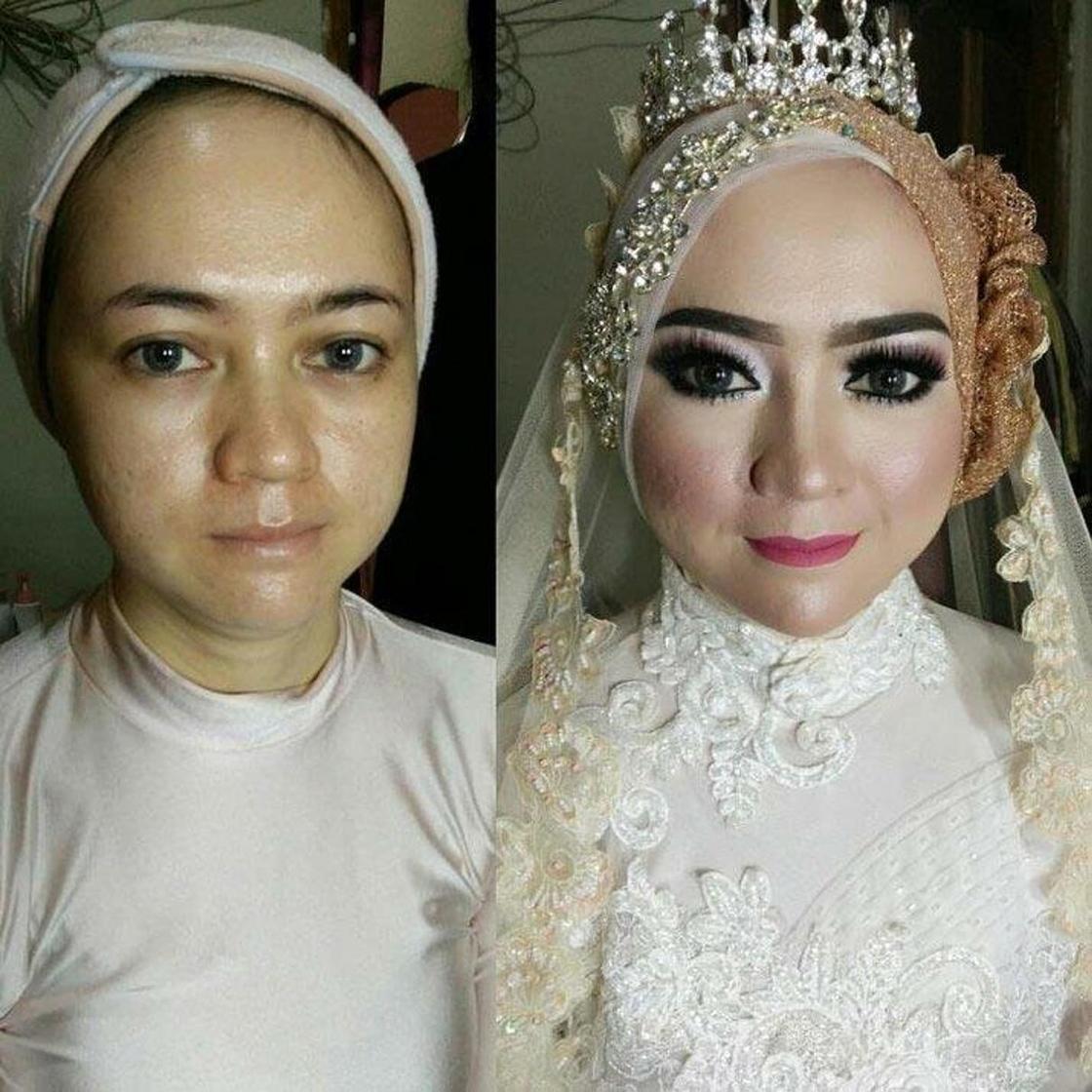 Как будто разные люди: Азиатские невесты до и после агрессивного свадебного макияжа