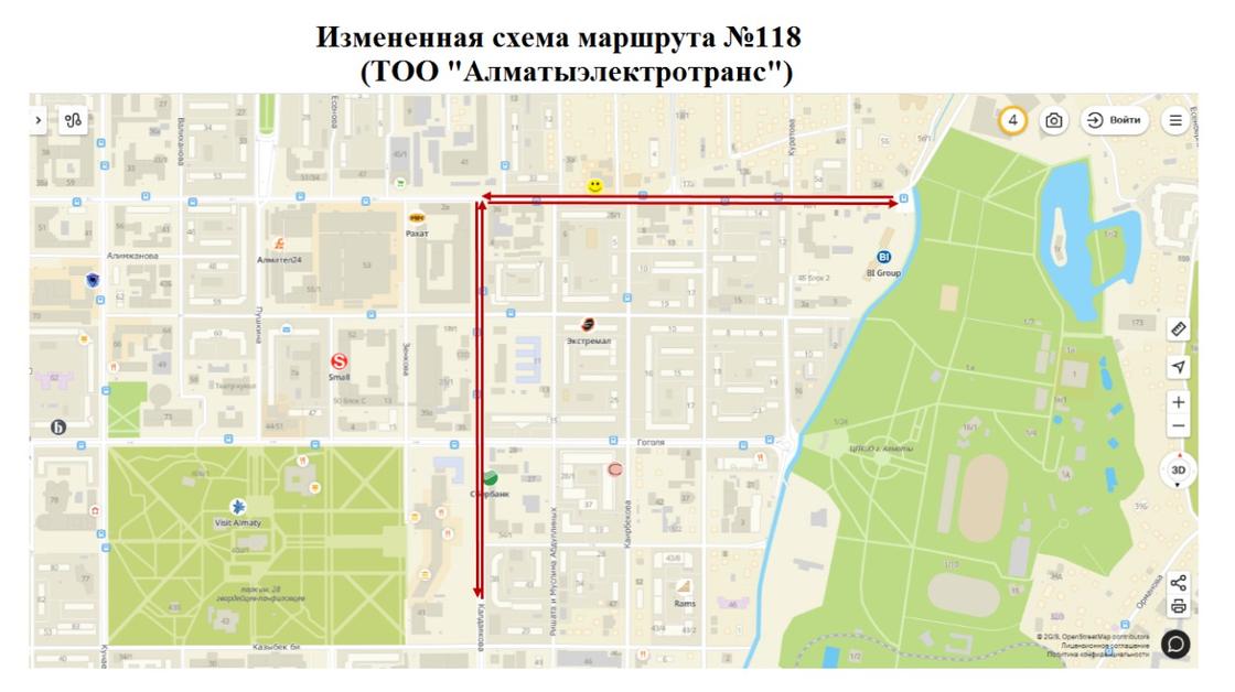 Измененная схема маршрута автобуса № 118
