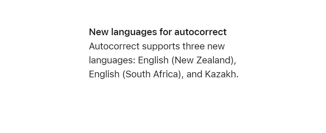 Новые языки в функции автозамены в iOS 16