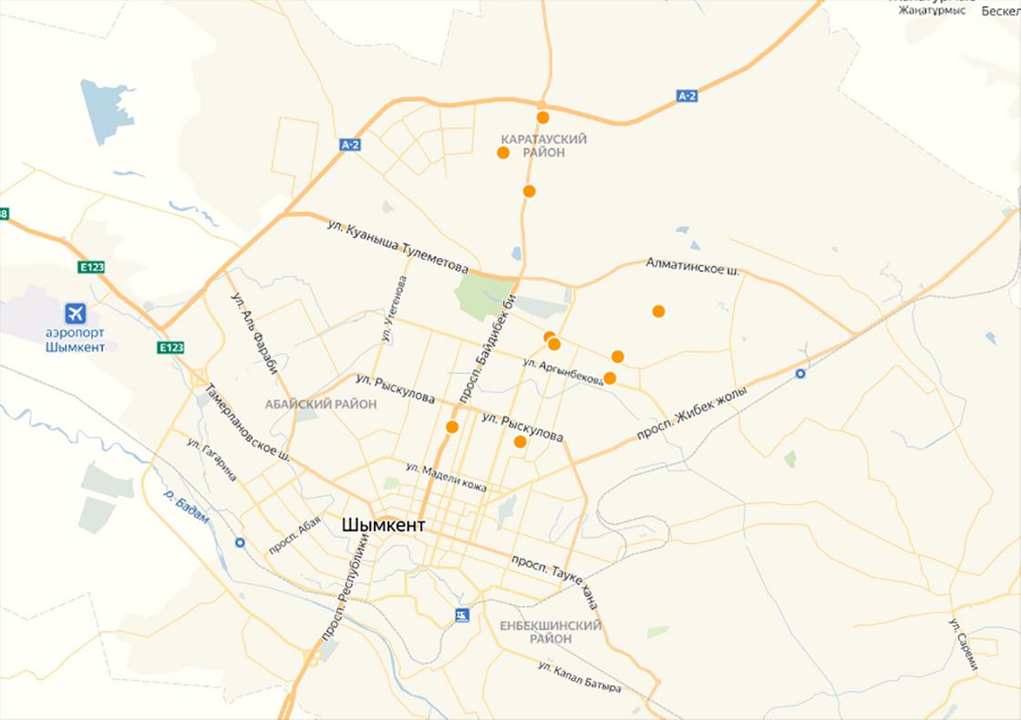 Карта города шымкент