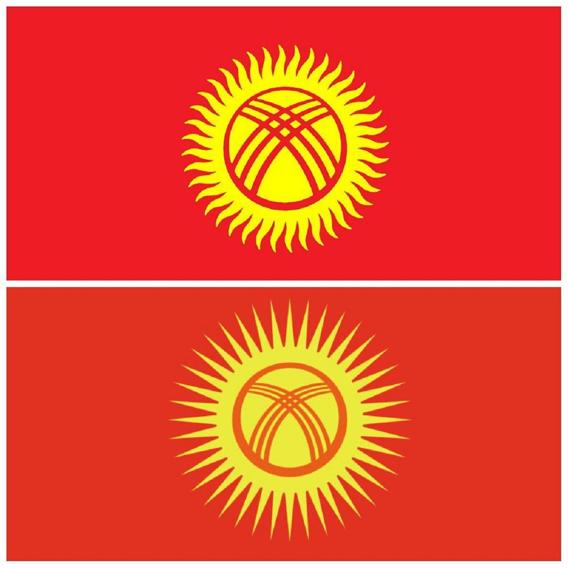 Изображения существующего флага Кыргызстана и новой версии