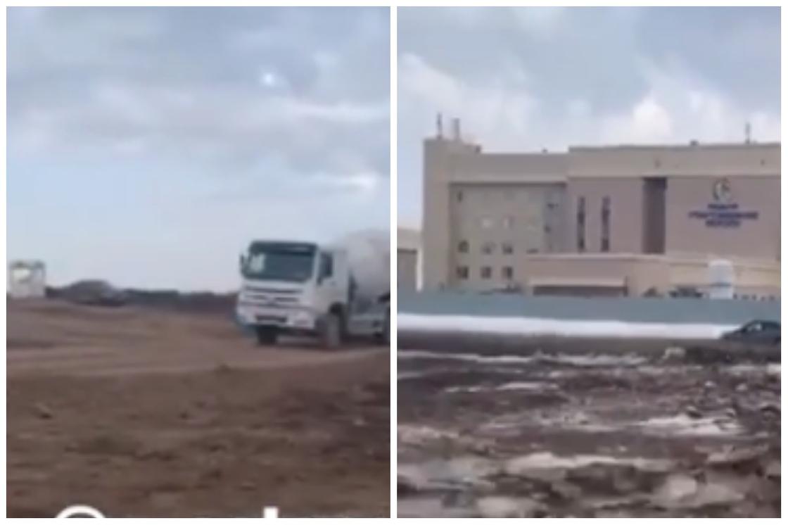 Строительство больницы в Нур-Султане сняли на видео Строительство больницы в Нур-Султане сняли на видео