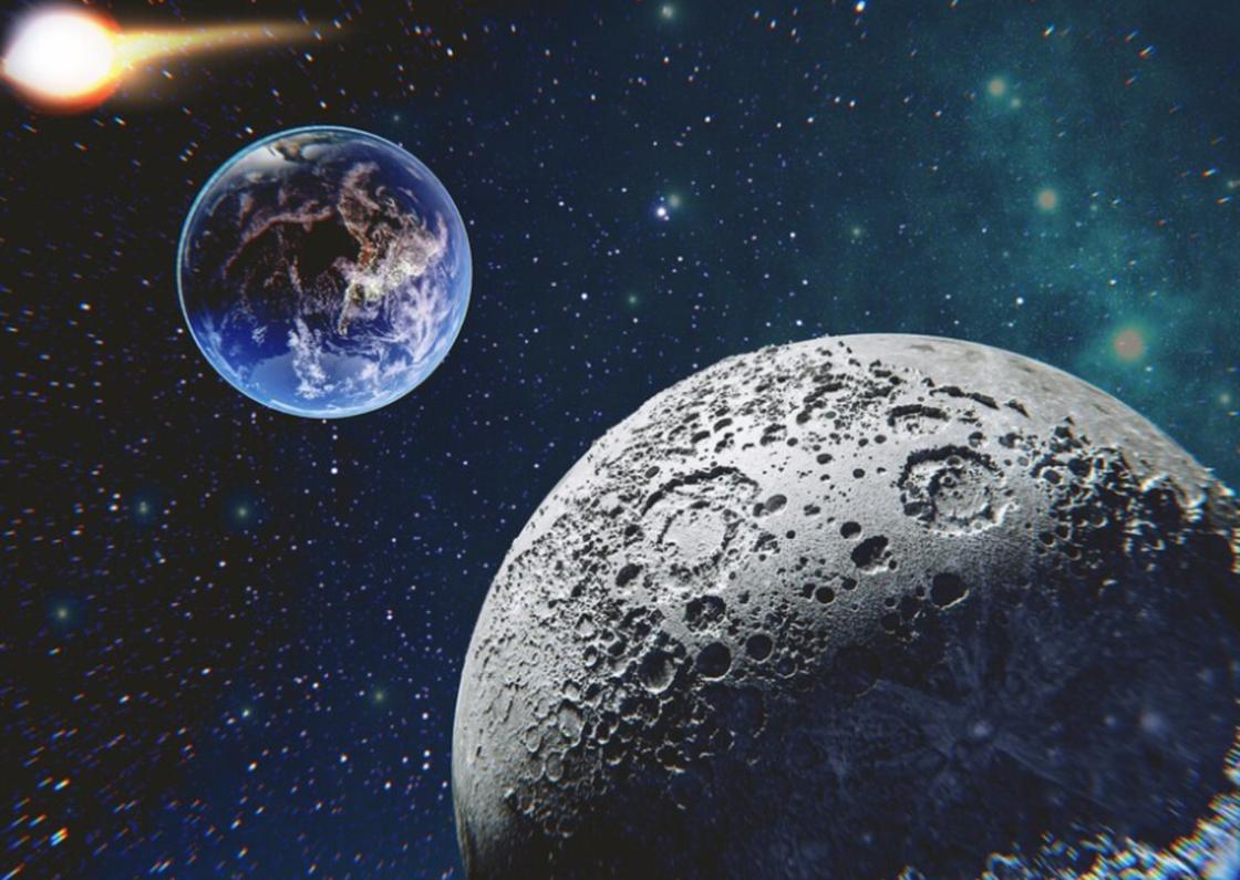 Луна, Земля и комета