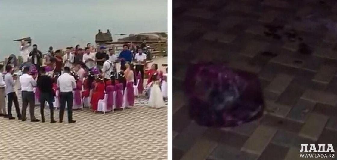 "Грязные" последствия свадебного тоя в Актау сняли на видео