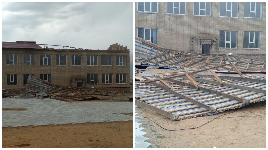 Сильный ветер снес крышу одной из сельских школ в Атырауской области (фото, видео)