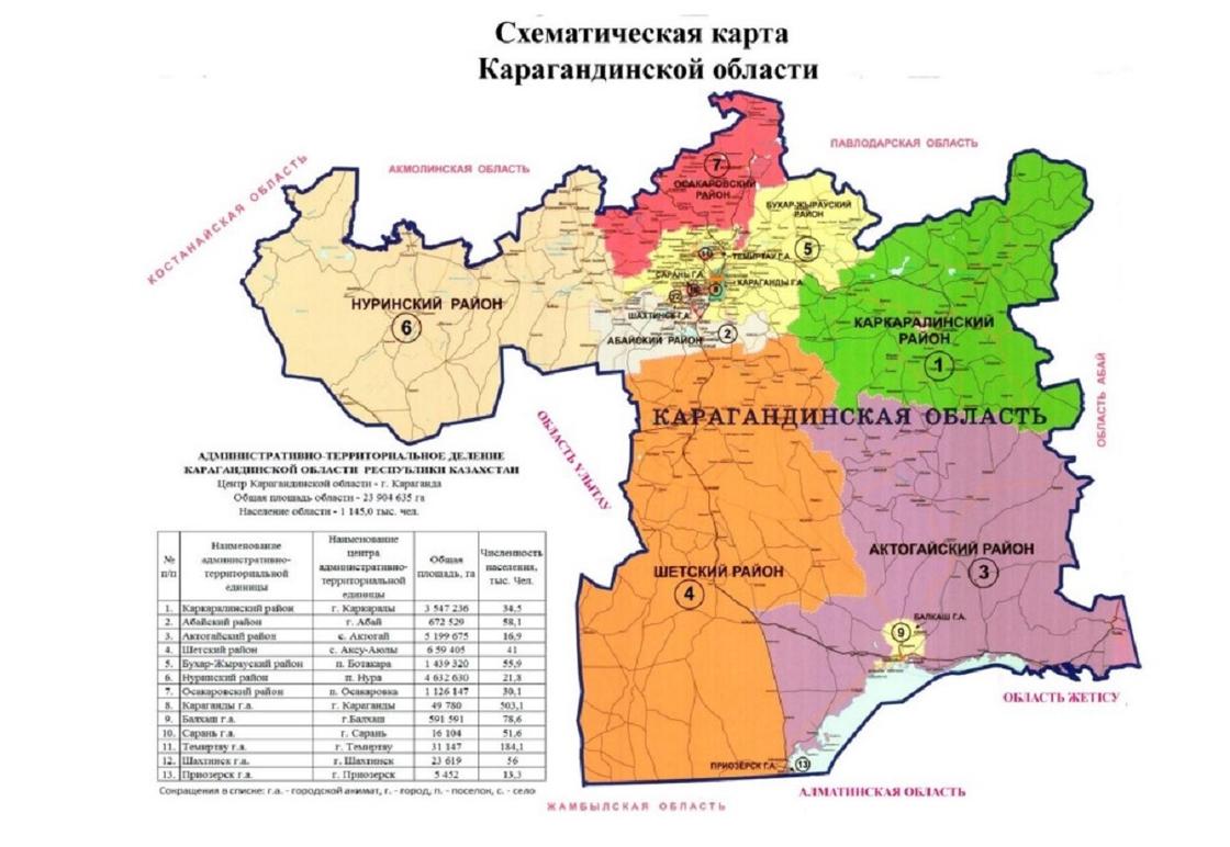 Границы Карагандинской области