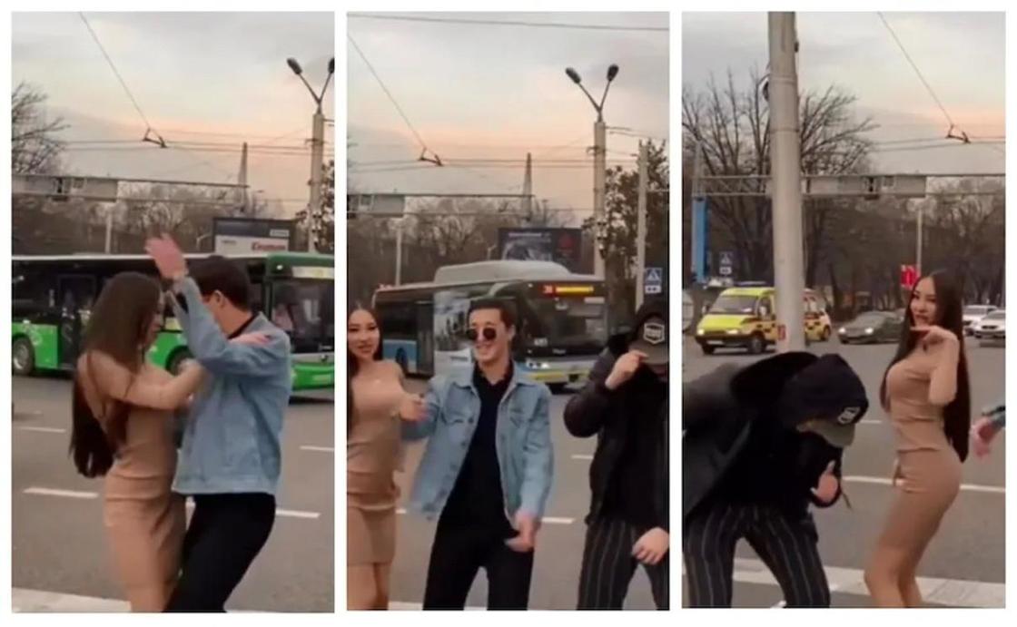 Танцующая на дороге молодежь возмутила автолюбителей в Алматы (видео)