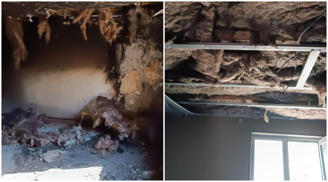 Пожар в доме в Шымкенте