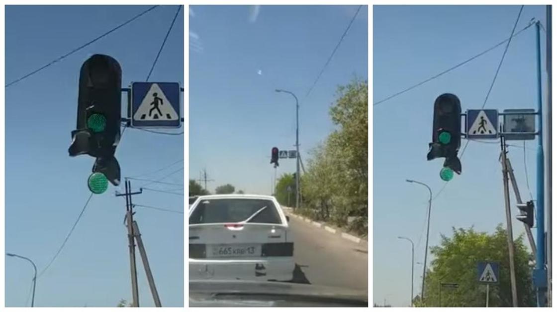 Светофоры плавятся от жары в Сарыагаше (видео)