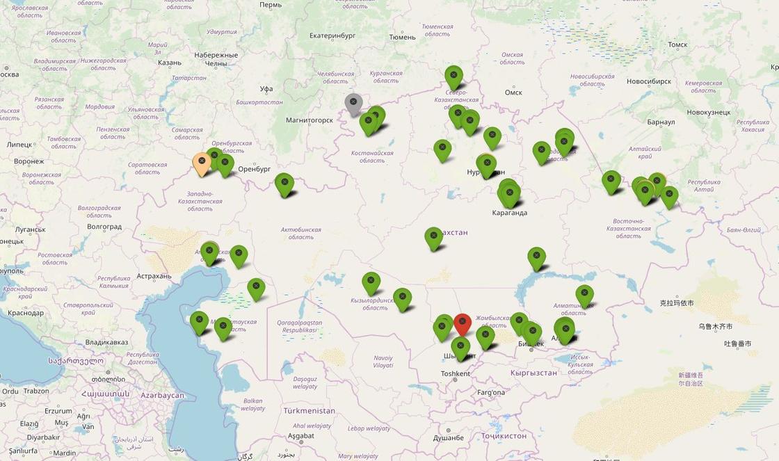 Карта загрязнения воздуха казахстан