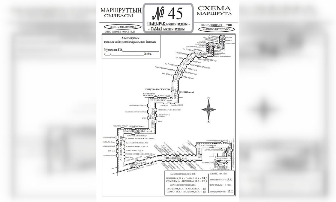 Исходный маршрут автобуса №45