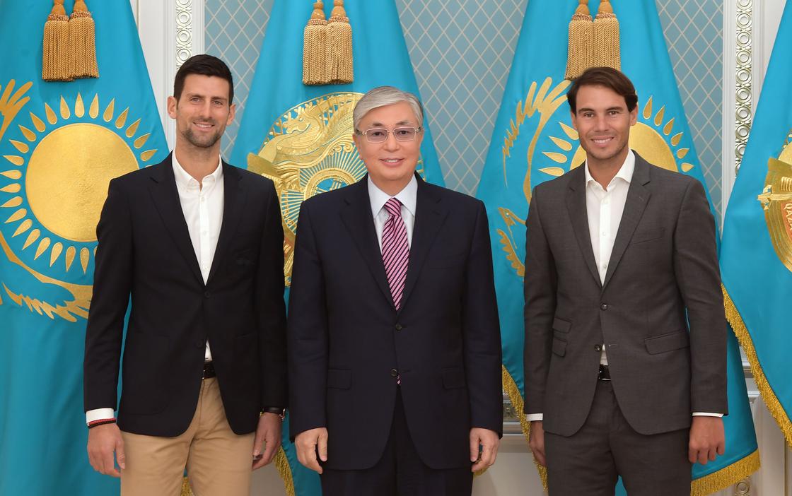 Токаев встретился со звездами мирового тенниса Рафаэлем Надалем и Новаком Джоковичем