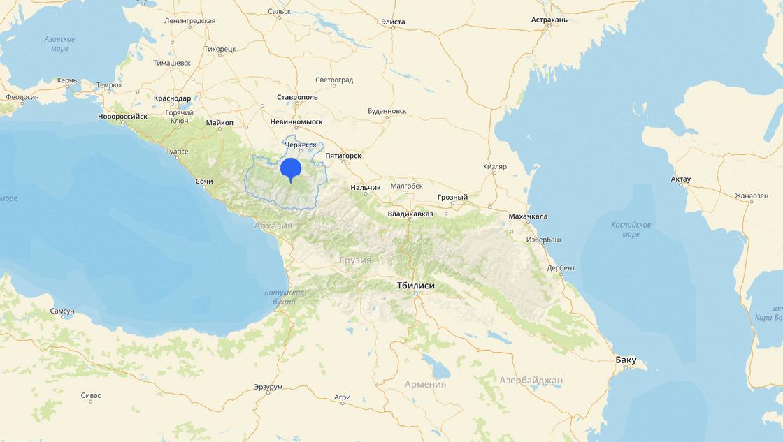 Карачаево-Черкесская Республика на карте