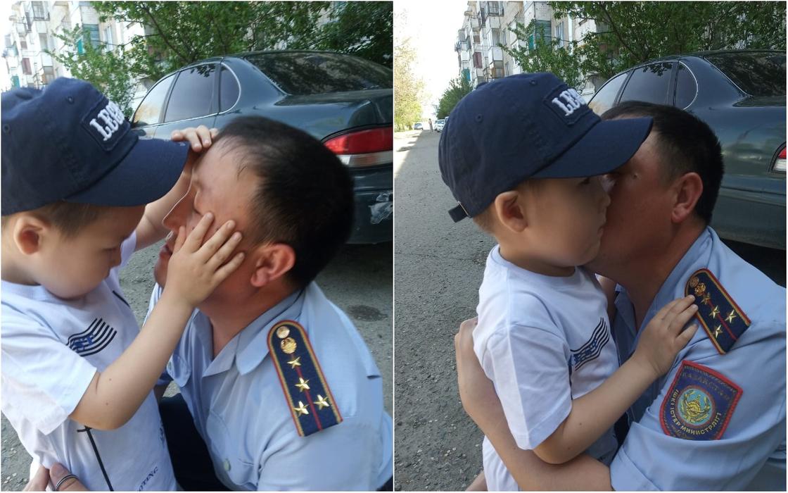 Трогательная встреча полицейских с детьми попала на фото в Алматинской области