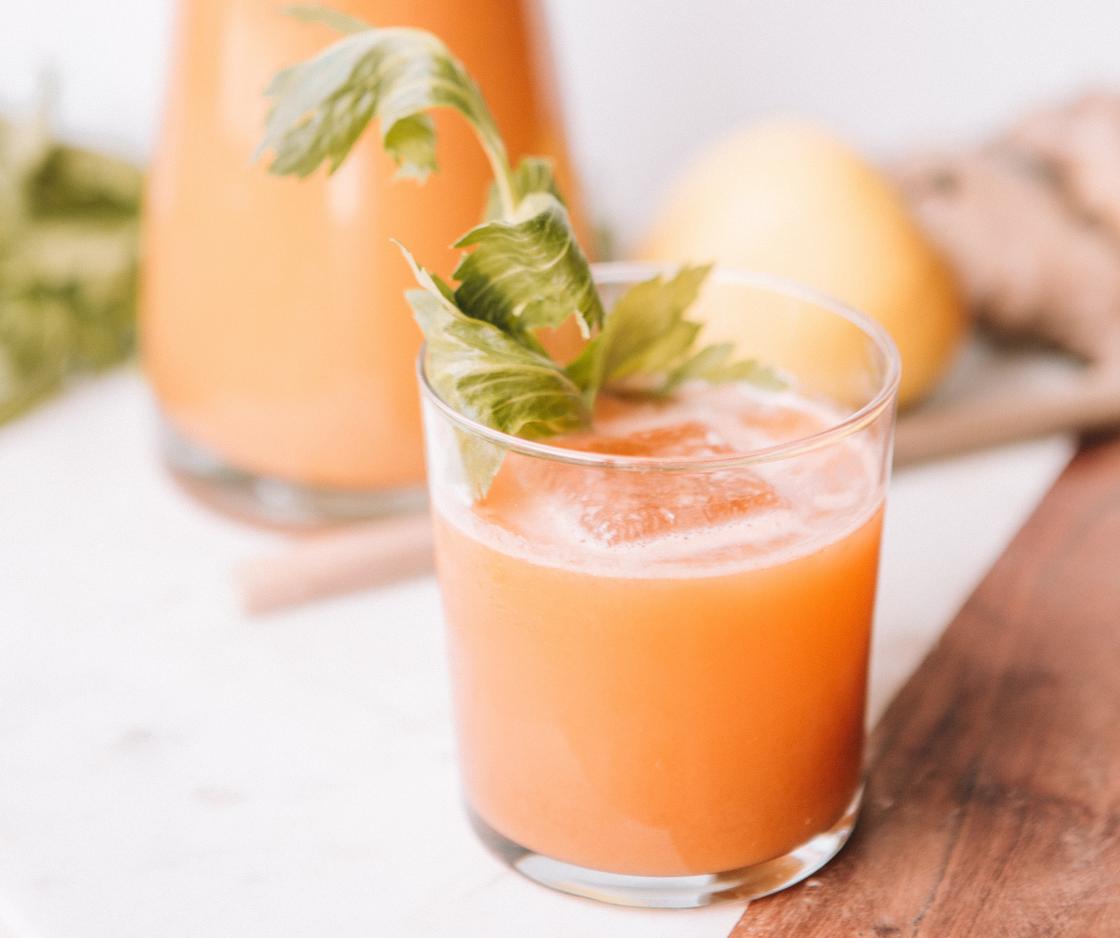 Carrot juice in a glass