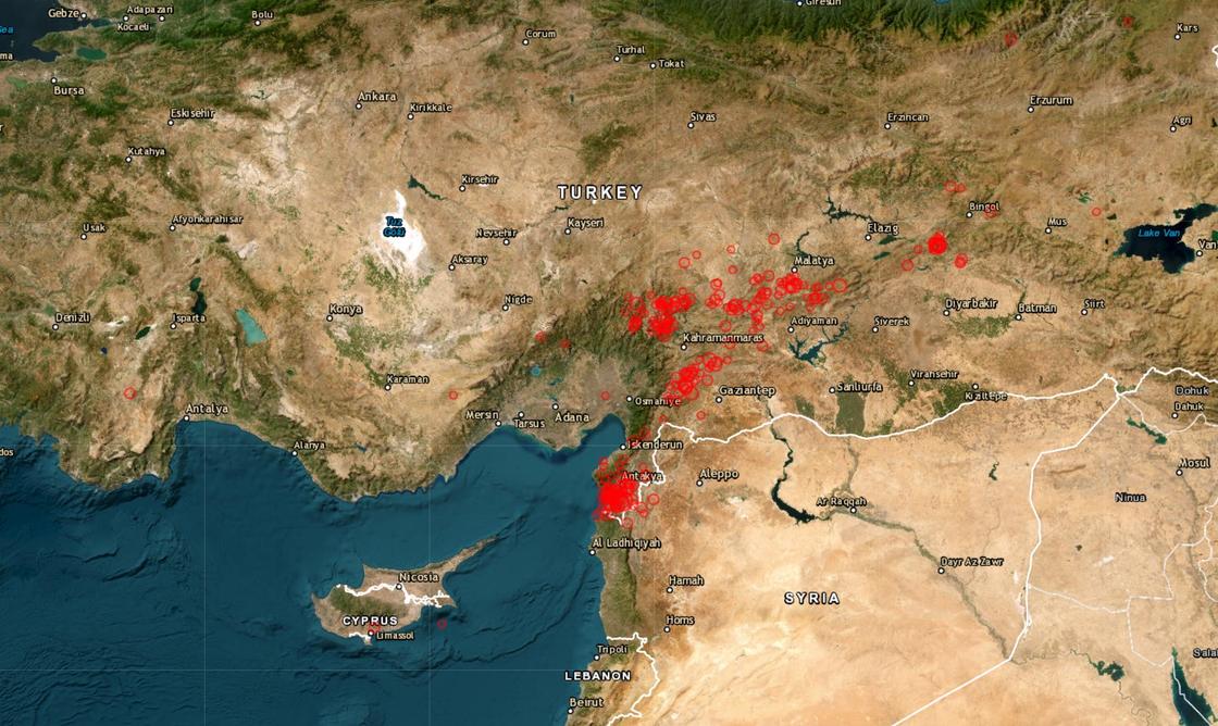 Интерактивная карта землетрясений за последние 24 часа