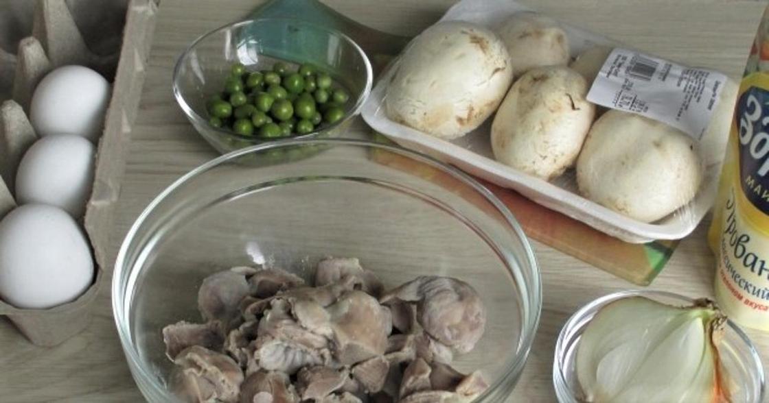 Салат с куриными желудками, ингредиенты Салат с куриными желудками, ингредиенты