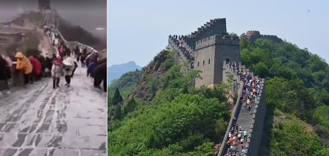 Великая Китайская стена покрылась льдом (видео)