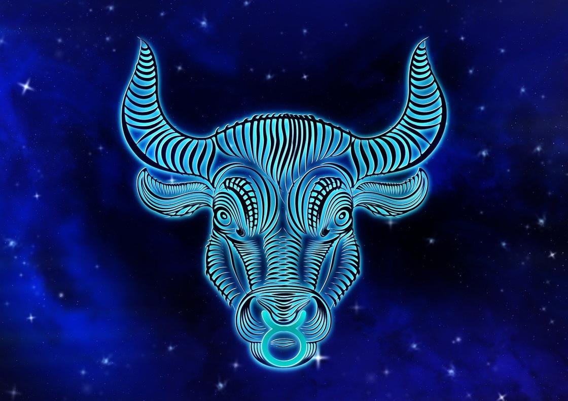 Телец: изображение знака зодиака на синем фоне