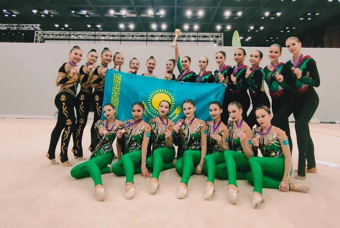 Казахстанские гимнастки на ЧМ по эстетической групповой гимнастике
