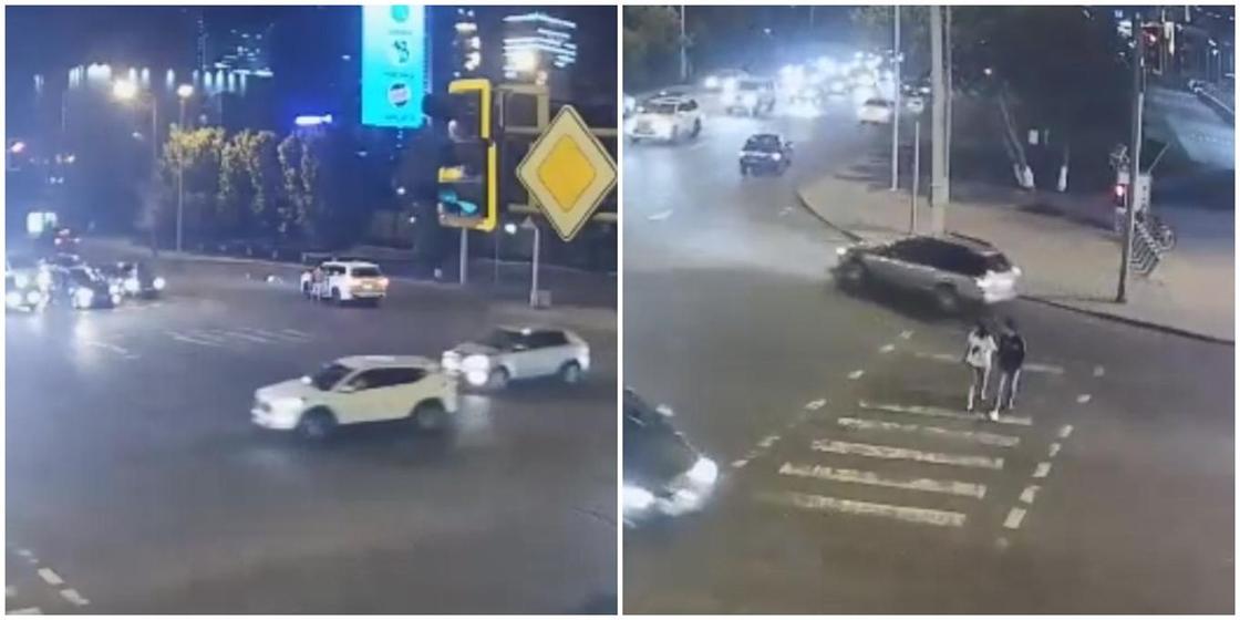Двоих людей сбили на пешеходном переходе в Нур-Султане (видео)