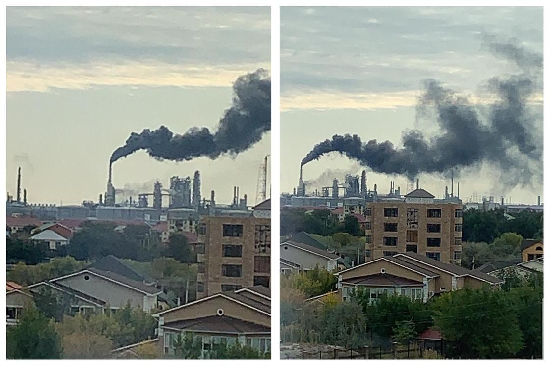 Второй за неделю столб черного дыма над заводом напугал жителей Атырау
