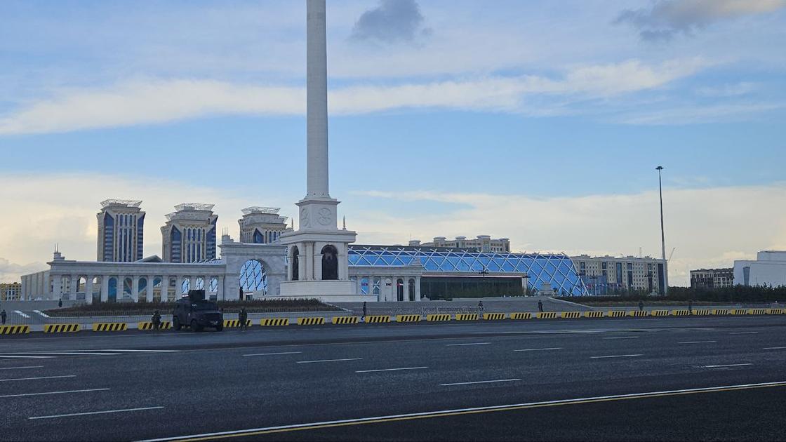 Перекрытие улицы в Астане