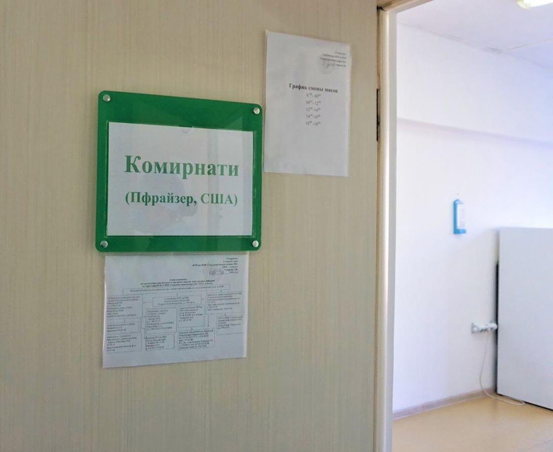 Табличка на двери кабинета вакцинации препаратом "Комирнати"