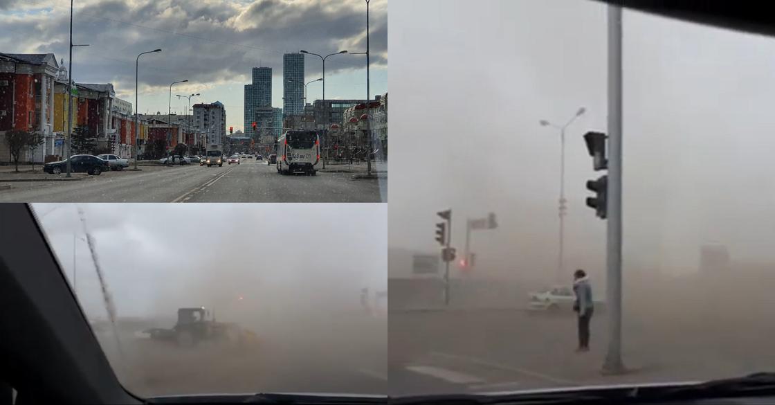 Ветер до 28 метров в секунду: Нур-Султан накрыла пыльная буря (фото, видео)