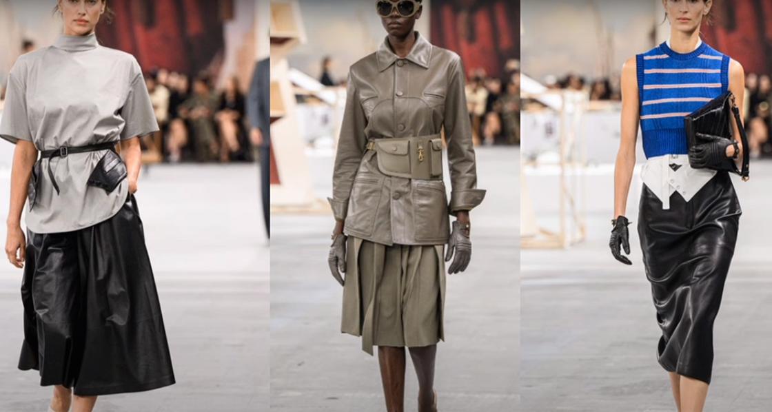 Модели демонстрируют кожаные юбки разных фасонов