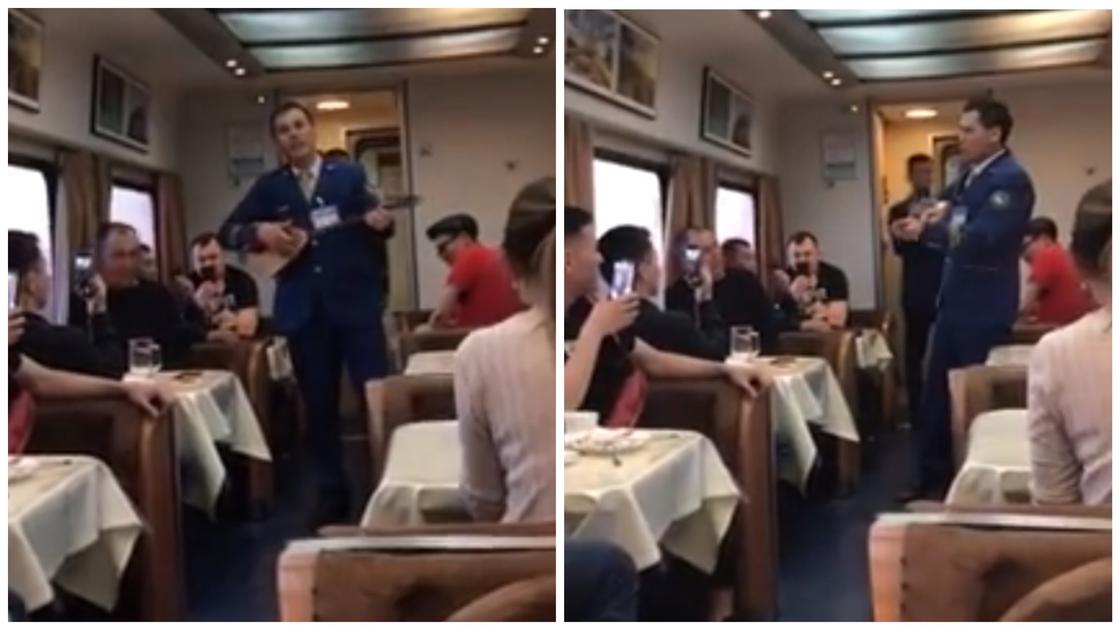 Проводник сыграл на домбре пассажирам поезда "Қазақстан темір жолы" (видео)
