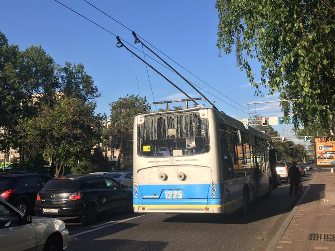Троллейбусы встали на проспекте Абая в Алматы (фото)