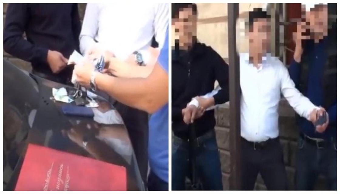 Вымогал полмиллиона тенге у коллеги: полицейского задержали в Шымкенте (видео)