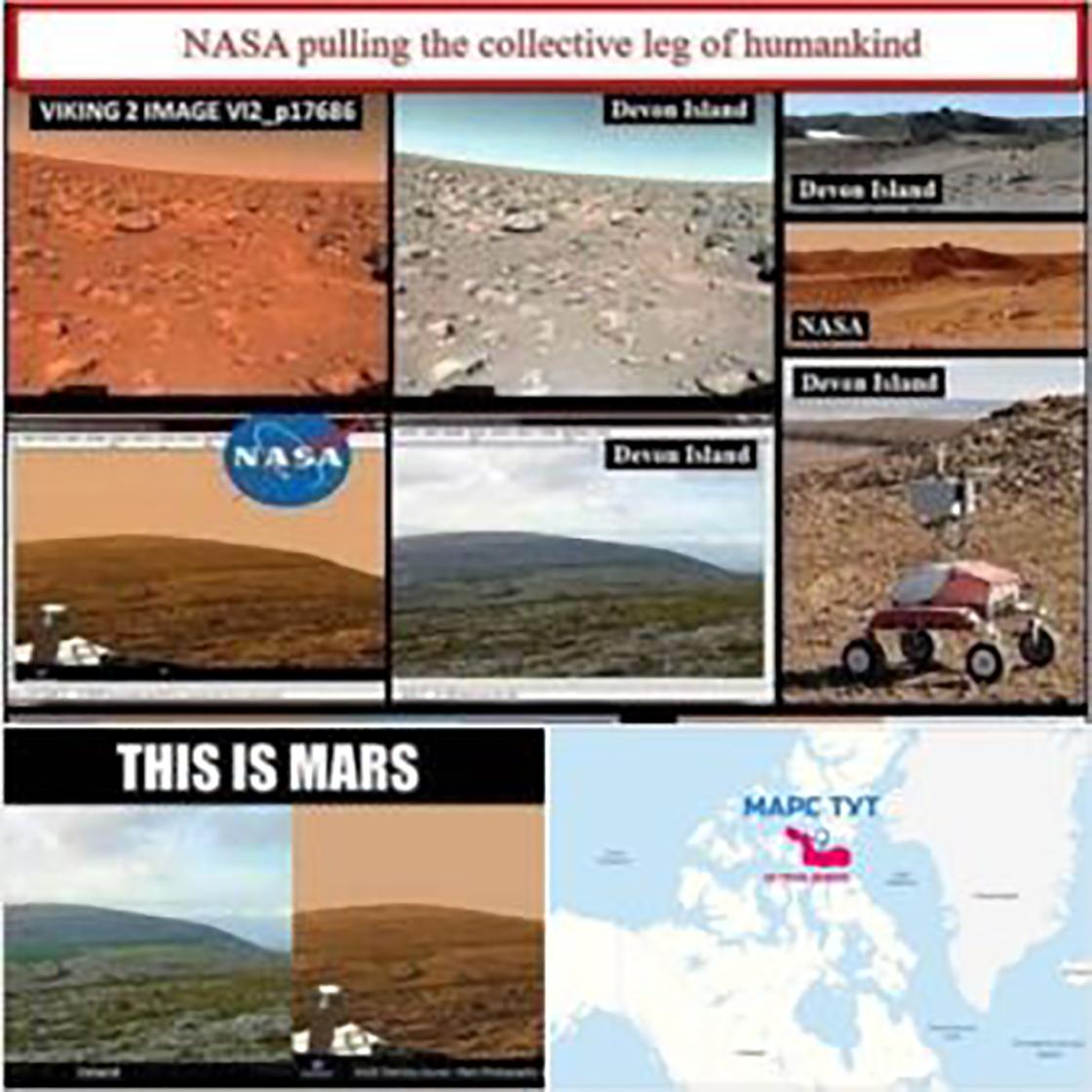 Скриншот с заявлениями о том, что аппараты NASA никогда не были на Марсе