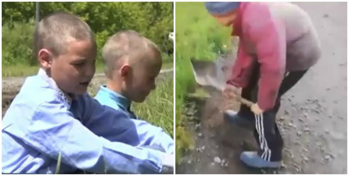 Ремонтирующий сельскую улицу 11-летний мальчик из СКО стал звездой Казнета (видео)